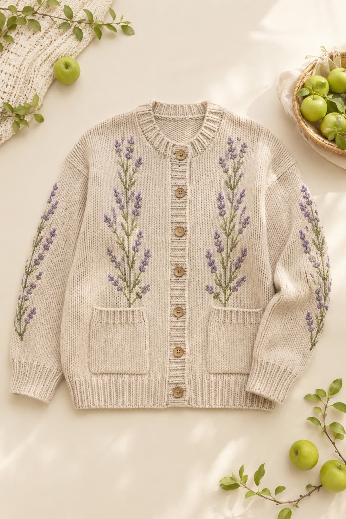 Adult Cardigan, Matching laid flat