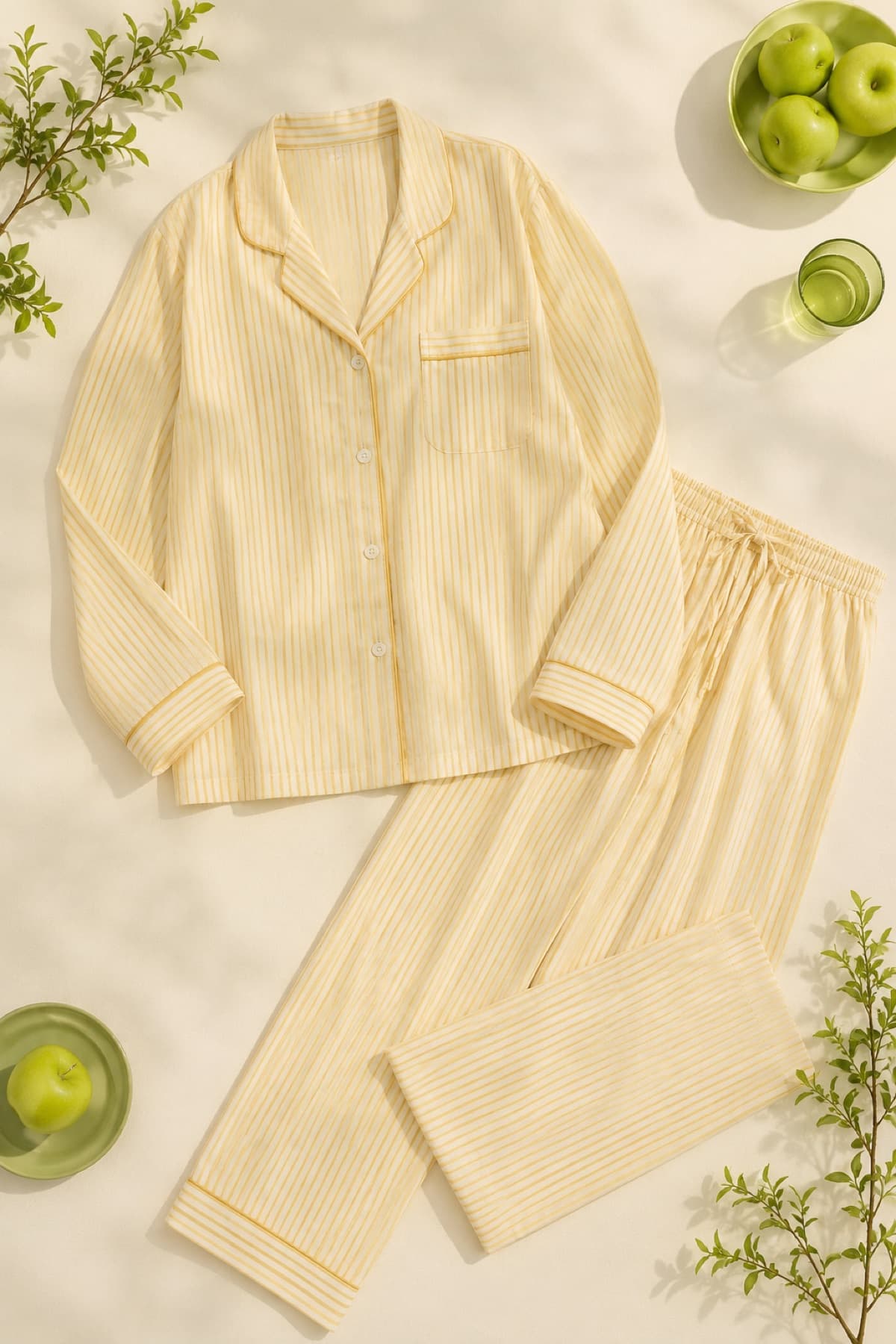 Adult Pyjama Set, Matching laid flat