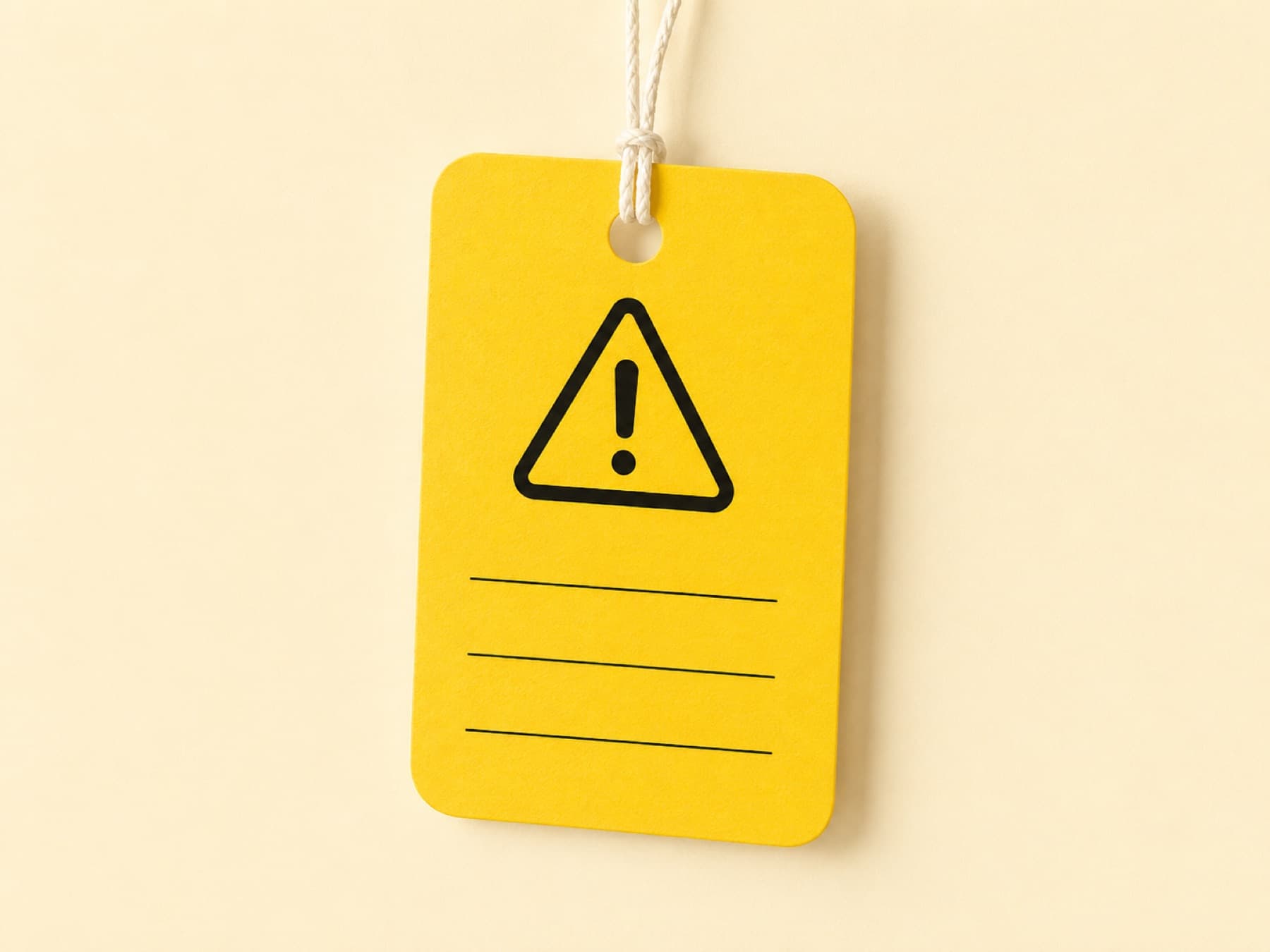 The yellow hang tag with a warning triangle attached to every sleepwear piece